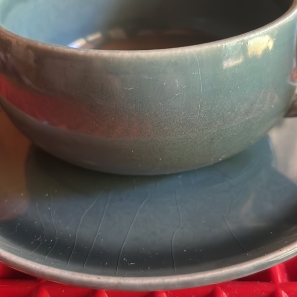 RUSSEL WRIGHT by STEUBENVILLE BY ANTIQUE BLUE-GREEN TEACUP AND SAUCER - Picture 5 of 13